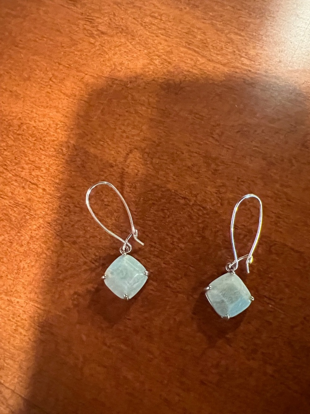 Sterling Silver Aquamarine Drop Earrings - Light Blue